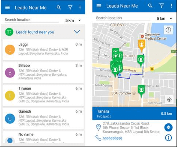 Mobile CRM view in LeadSquared