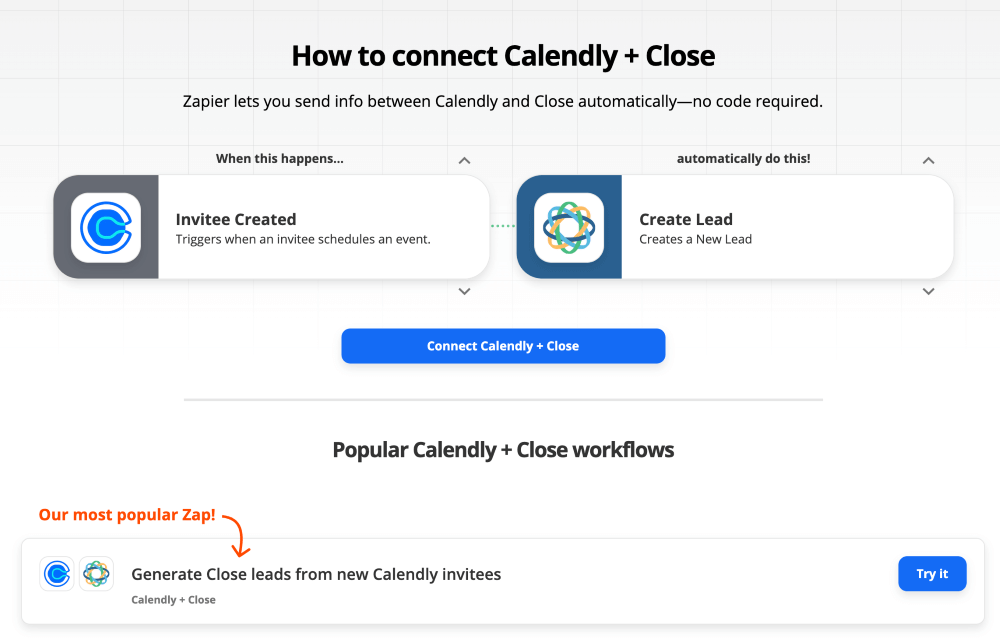 Connect Close to Calendly with Zapier