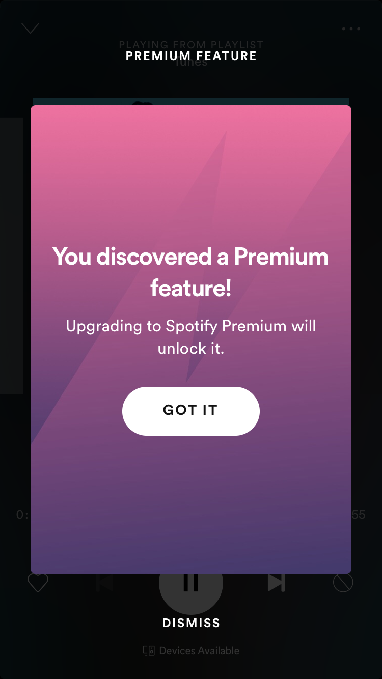 upselling example spotify 