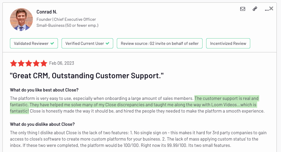 Close Vs. Go HighLevel Customer Support and Documentation - Close Customer Support Review