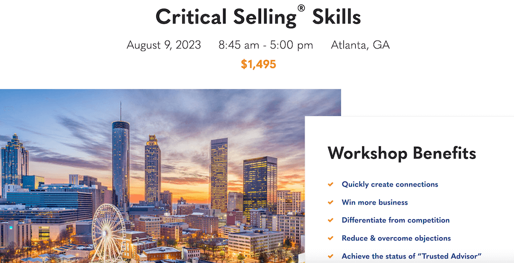 In-person Sales Training Courses - Critical Selling Skill.