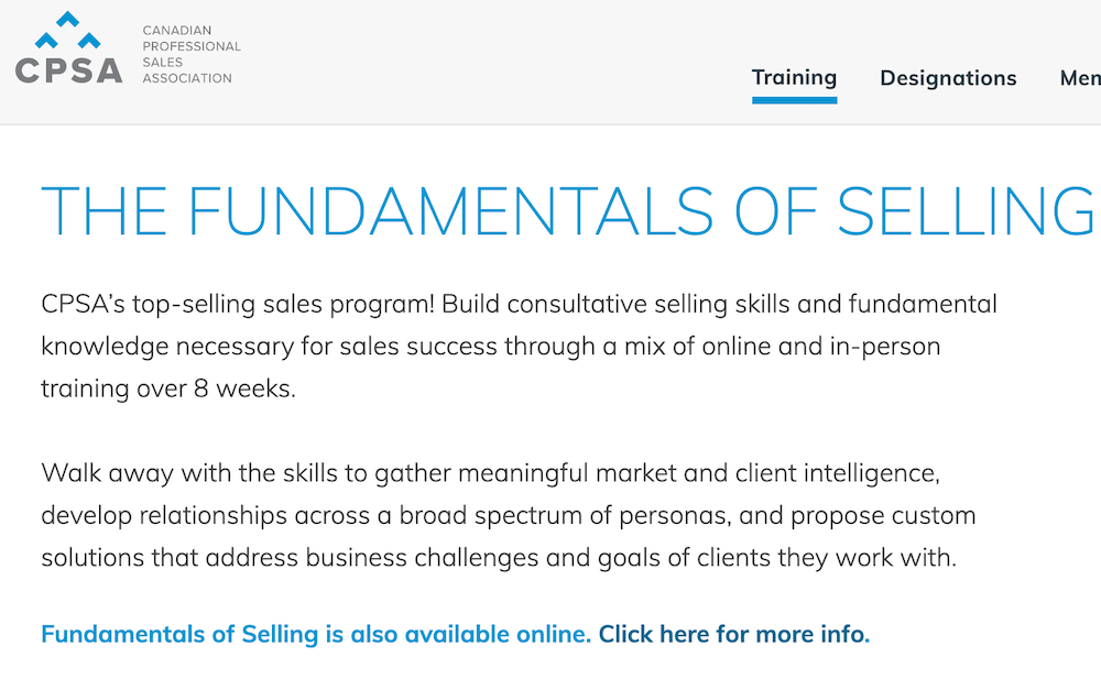 In-person Sales Training Courses - Fundamentals of Selling