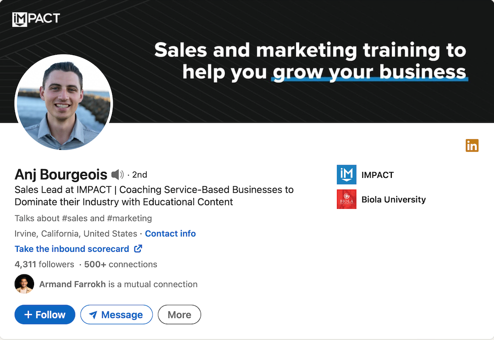 How to Do Effective LinkedIn Outreach in 8 Steps - Great Profile Example.